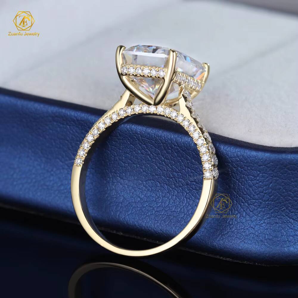 Trendy AU750 18K Solid Yellow Gold Big Size 9x11MM 5 Ct Radiant Cut Moissanite Diamond Engagement Ring