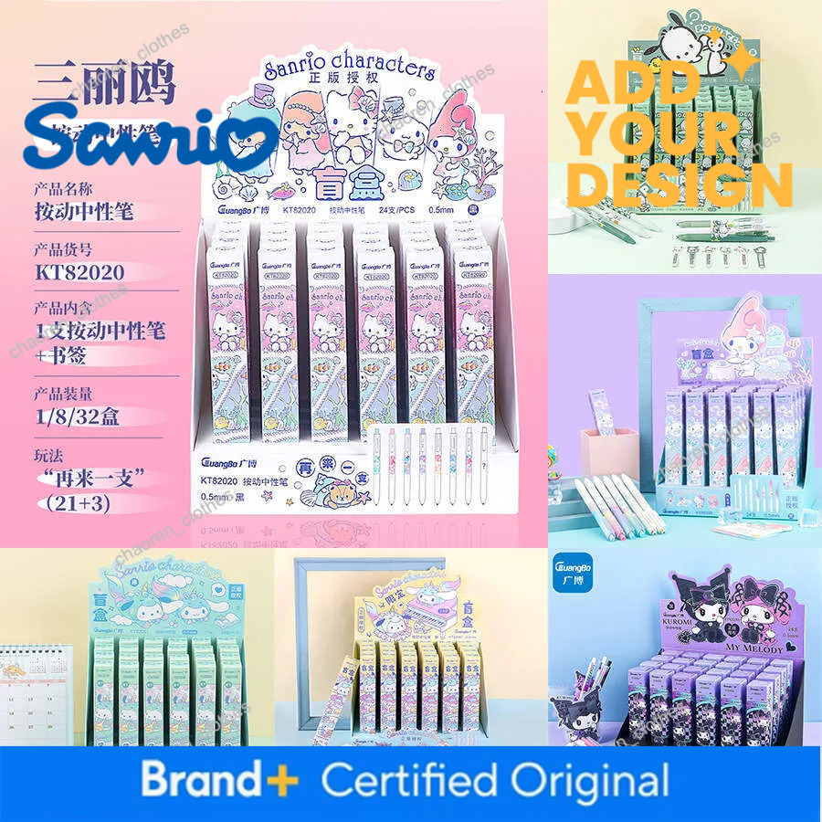 wholesale Sanrio 24pcs Series Cute Signature Press Store Boxed Student Study Stationery Wholesale Gel Pen Display Box