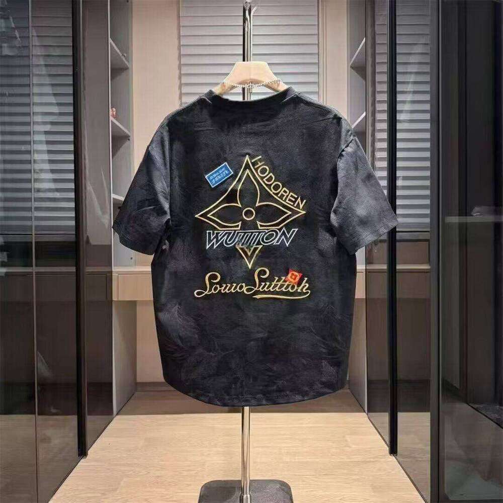 Men's Heavyweight Cotton Over-Sized T Shirt Tie Dye Wash Graphic Tee With Letter Embroidery Back Print Casual Summer Street Style Daily Wear Comm