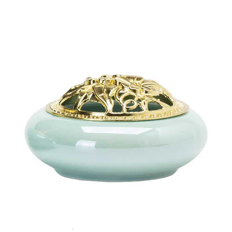 Chinese Style Tradition Colorful Ceramic Small Incense Burner Golden Household Plate Incense Net Household Tea House Hotel ZenT260415