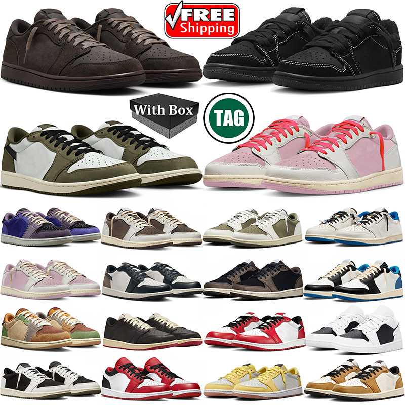 Free Shipping With box 1s low designer trainers 1 basketball shoes men women Black Phantom unc Medium Olive Mocha outdoor sports sneakers Outdoor shoe