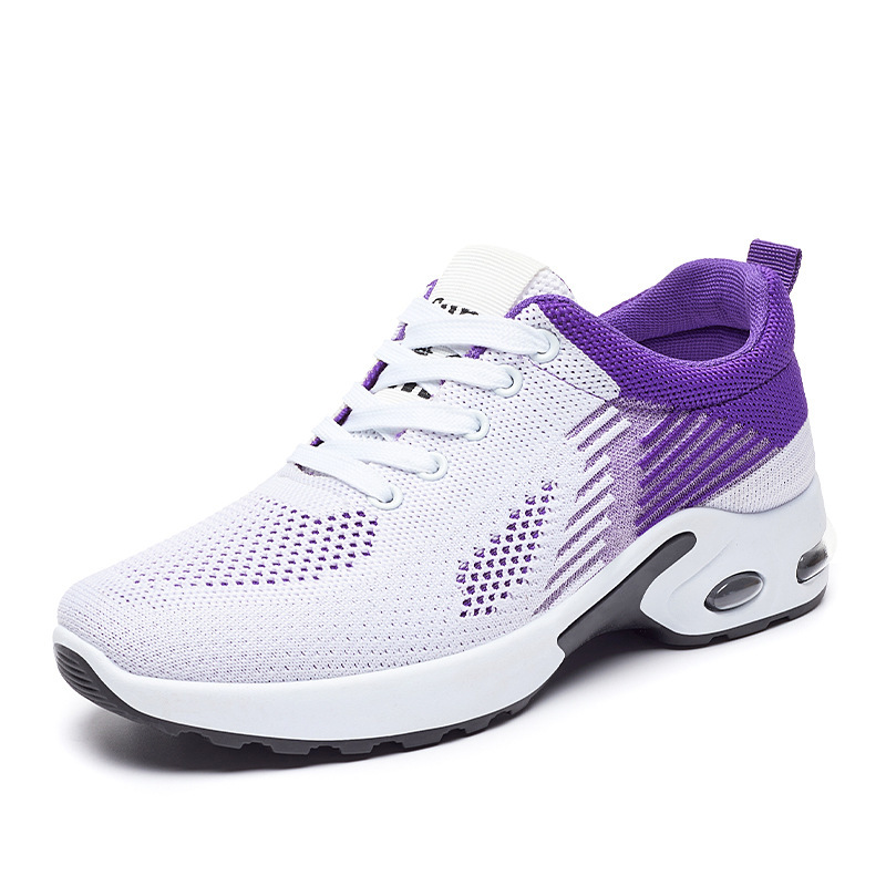 Women's gradient color air cushion sports shoes, breathable mesh lace up casual walking shoes
