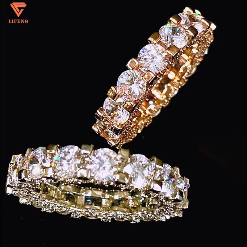 Luxury Jewelry 4mm Moissanite Ring 925 Sterling Silver Gold Plated Fashion Ring for Men and Women