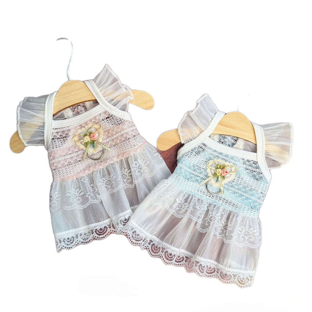 Summer Thin Pet Clothes Hollow Flying Sleeve Princess Dress Breathable Anti-hair Loss Apparel For Dogs Cats Puppy Kitten Wholesale Dropshipping pupaka