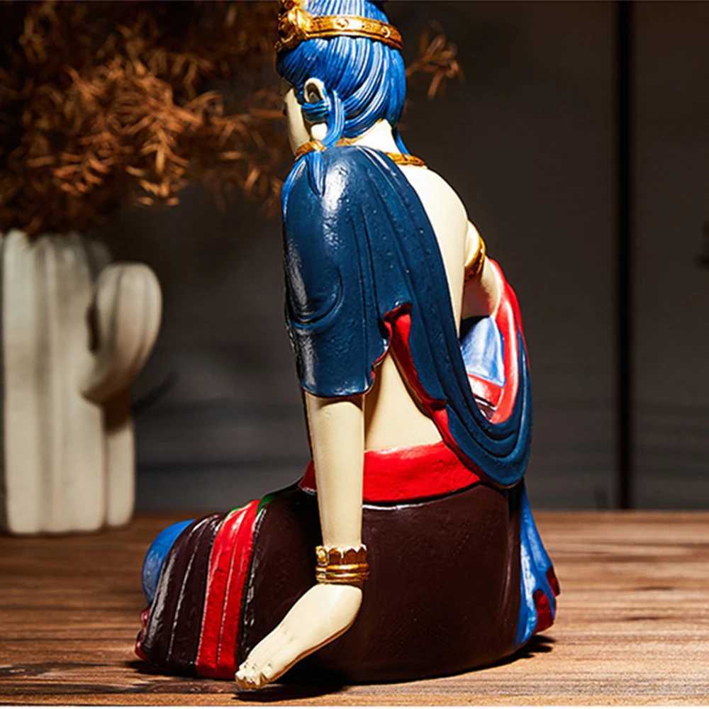 Zen Avalokitesvara Bodhisattva Buddha statue Chinese style living room entrance decoration ornaments Home Decor resin craftsT260415