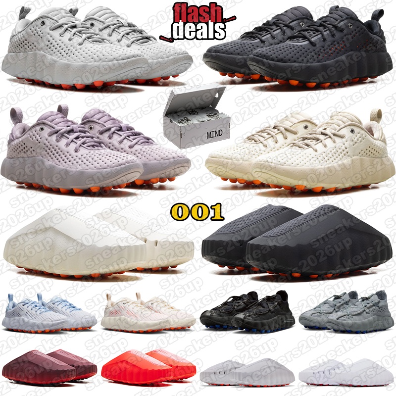 Designer mind 001 slide slides mind001 002 running shoes mens womens slippers soft tech sandals mules clogs black chrome light smoke grey bone solar red with box 36-47
