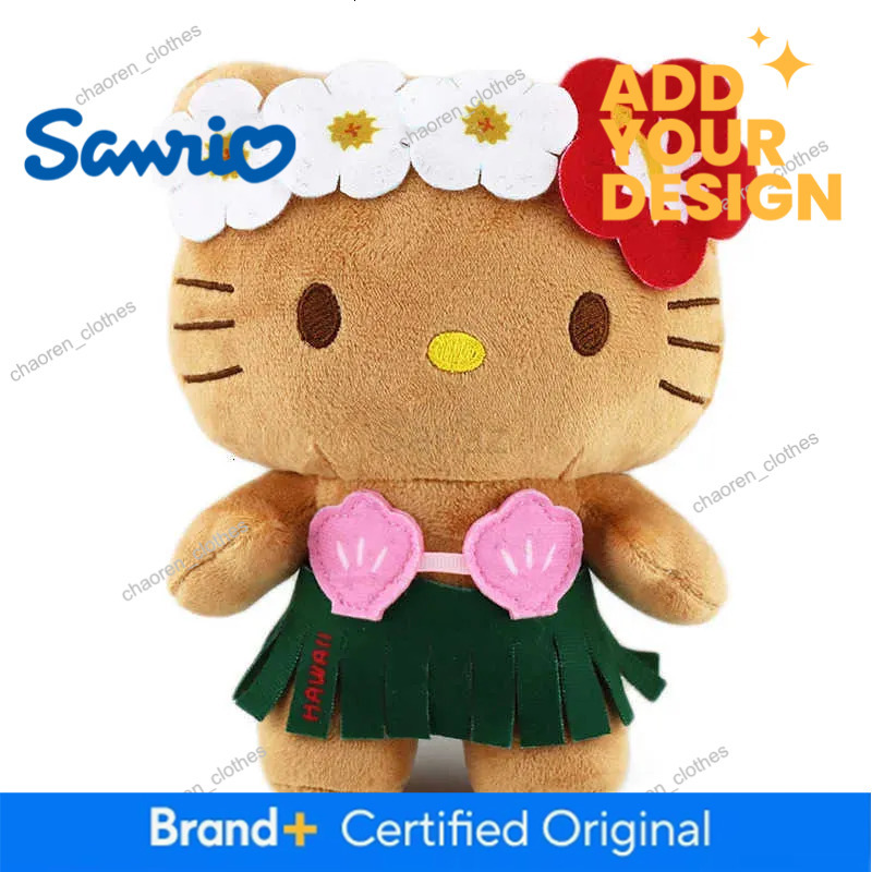 Sanrio 10 20cm Anime Hello Kitty Kuromi Dolls Filled Keychain Dark Skin Hawaiian Serie Cartoon Plush Toys Bag Pendant Gift