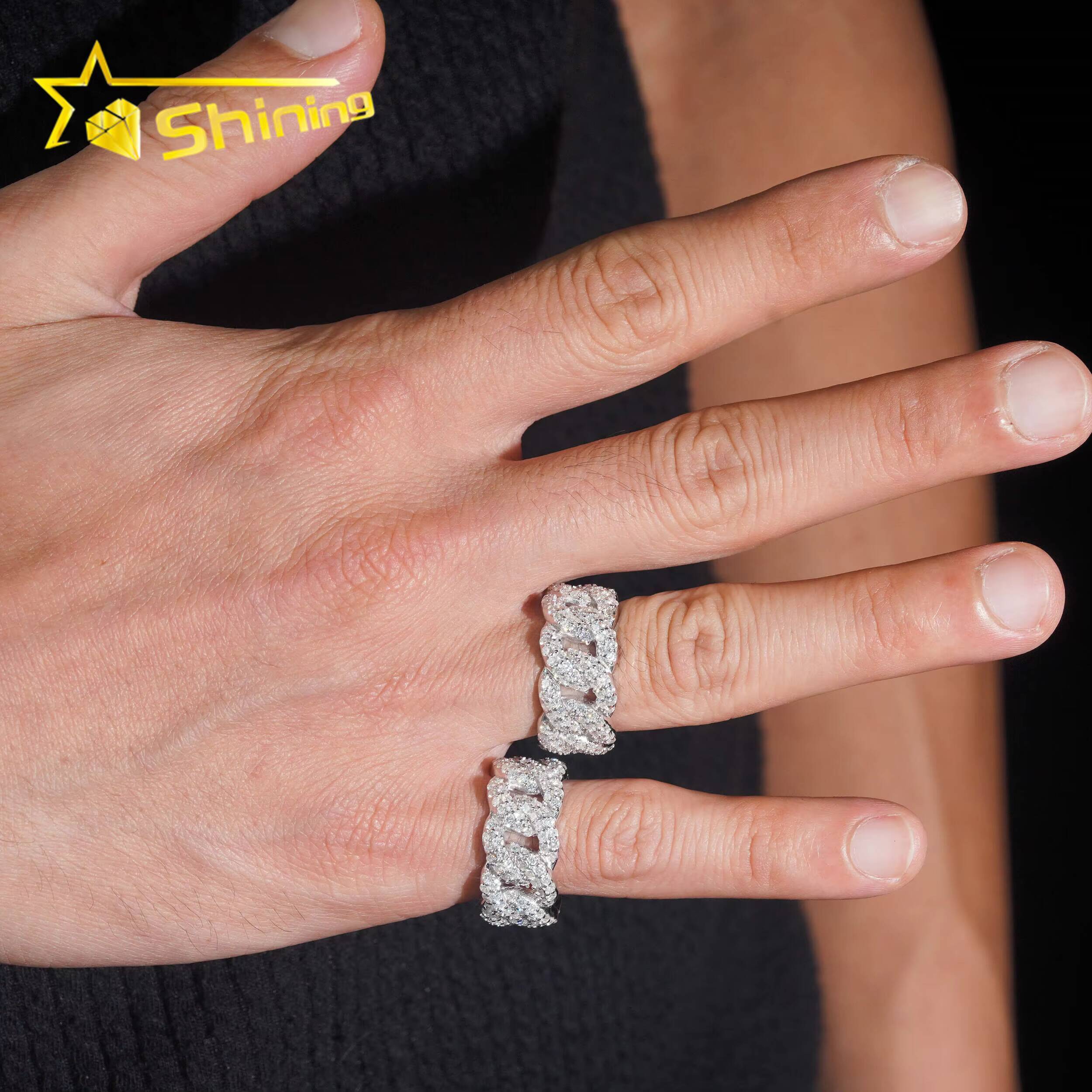 GRA Certificate Pass Diamond Tester High Quality 925 Silver Fine Jewelry Iced Out Hip Hop Ring Moissanite Cuban Ring