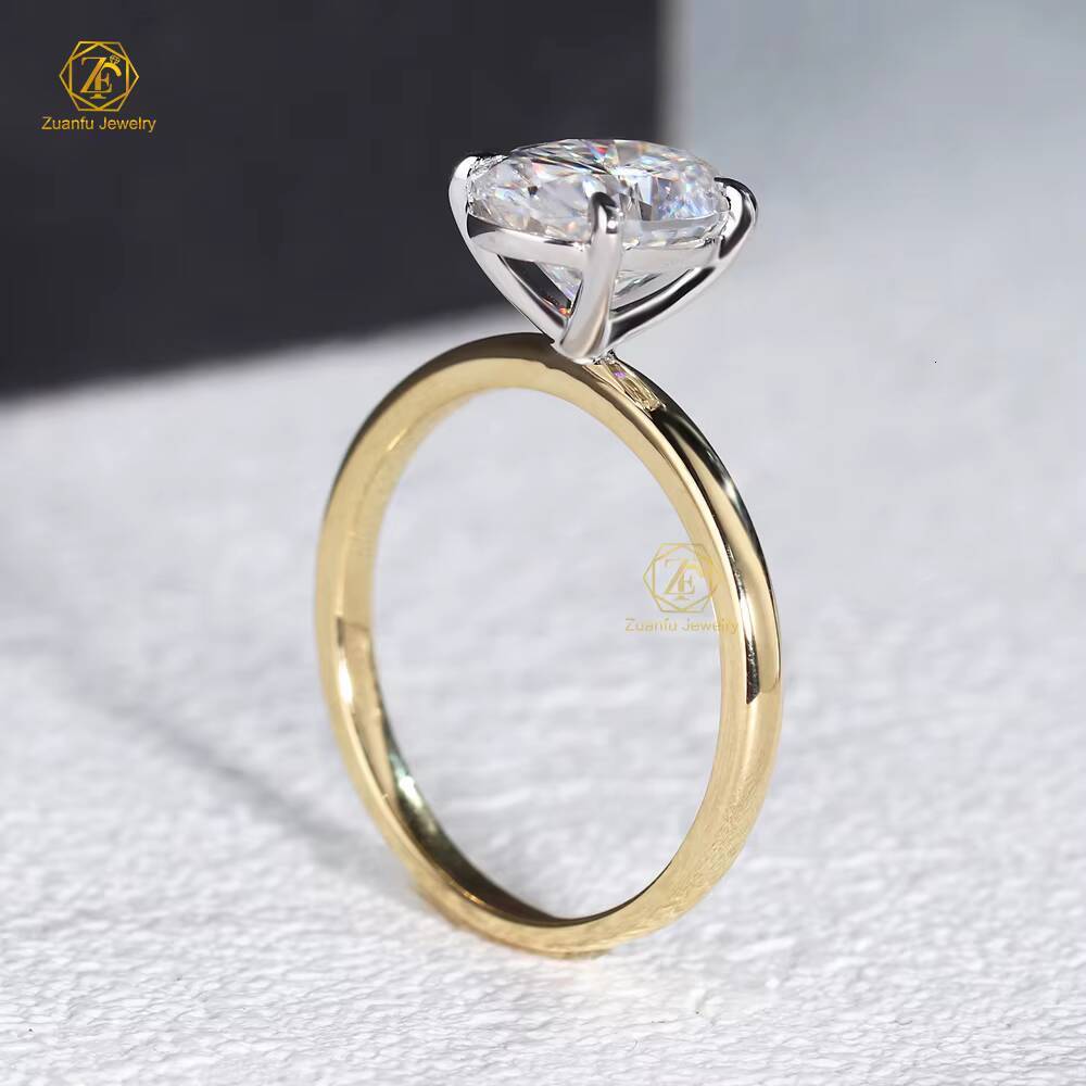 14K Solid Gold Solitaire 25carat Oval Moissanite Ring Engagement Vvs Moissanite Engagement Ring