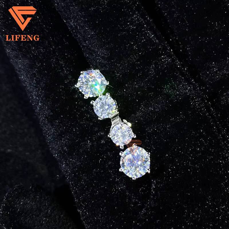Fine Earrings Jewelry Wholesale 925 Sterling Silver Moissanite Earrings Women Diamond Ear-stud