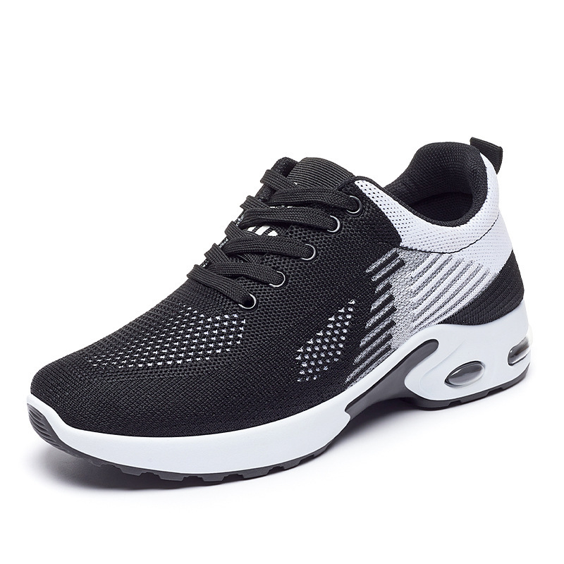 Women's gradient color air cushion sports shoes, breathable mesh lace up casual walking shoes
