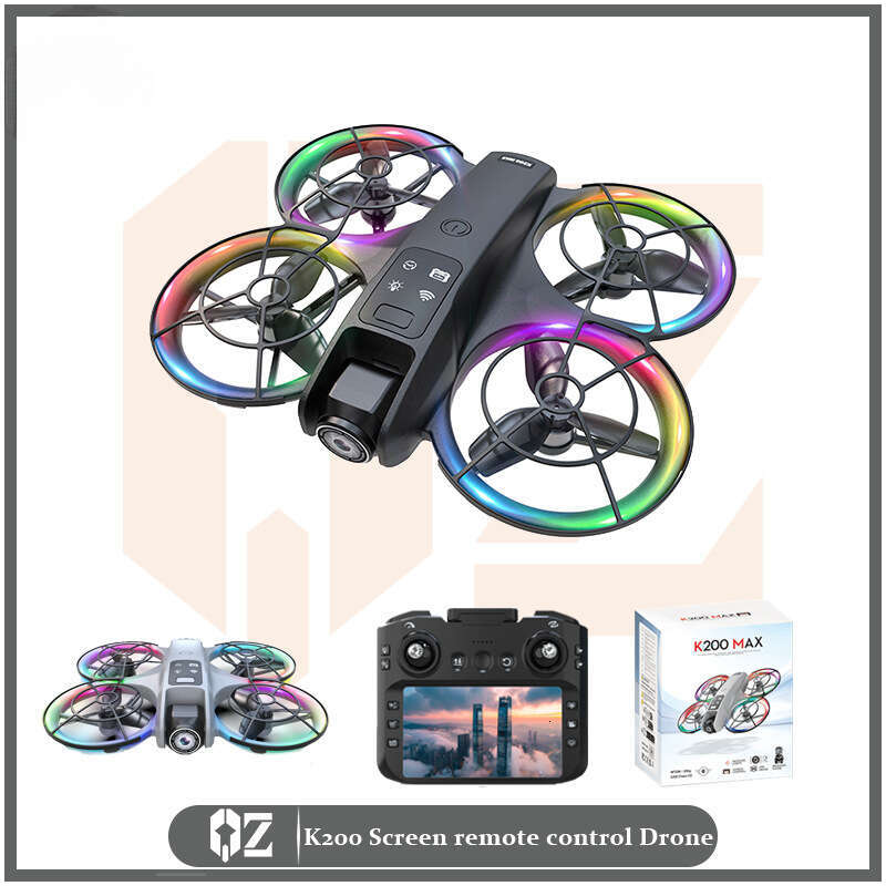 K200 Brushless Drone 4.5 Inch Large Screen Remote Control Ultra HD Dual Camera Full Protection RC Quadcopter Toy for Kids Adults CKS