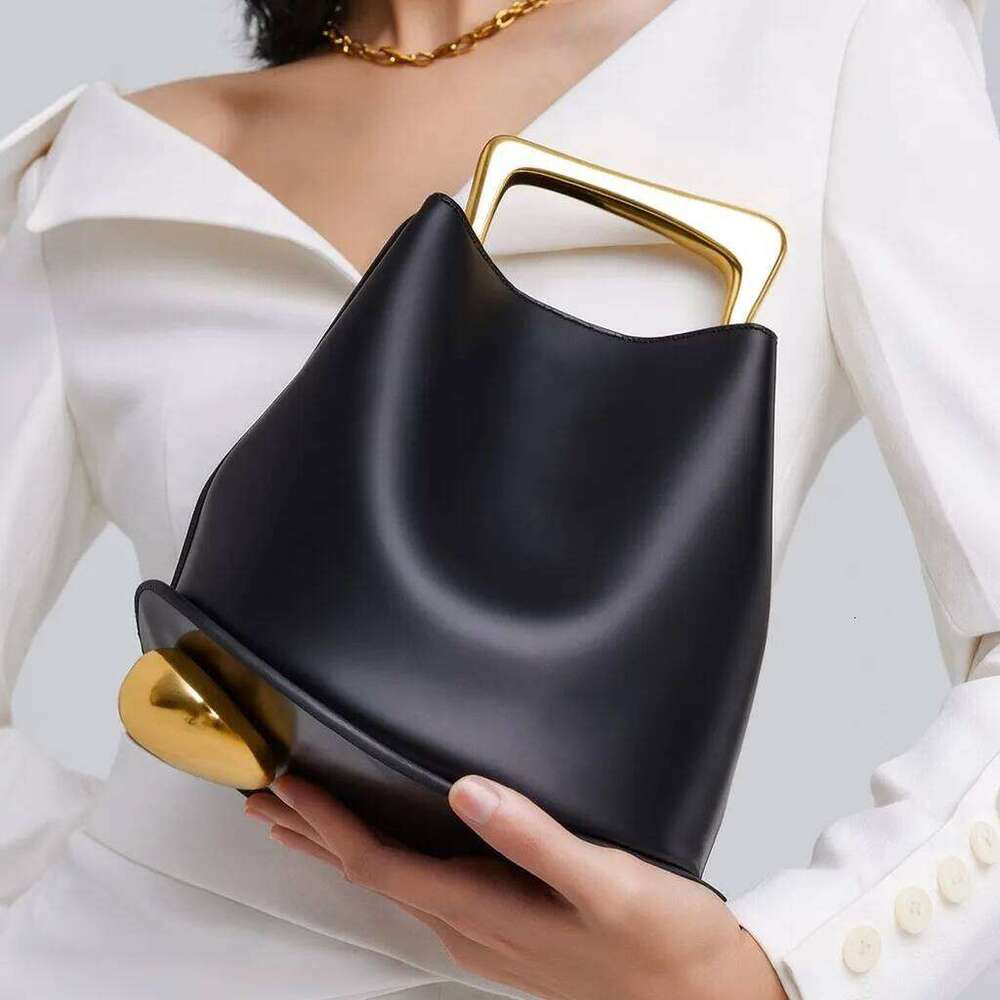 Fashion Metal Hand-Held Irregular Bucket 2026 New Women's Handbag Luxury Pu Leather Shoulder Crossbody Bags Small Tote Bag