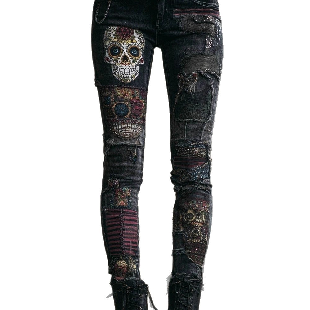 jeans for mens designer Wide Rock Revival Ripped Wash Patchwork Jeans Embroidered Sports Jeans Party Jeans Summer Jeans Guys' Jeans Men's De