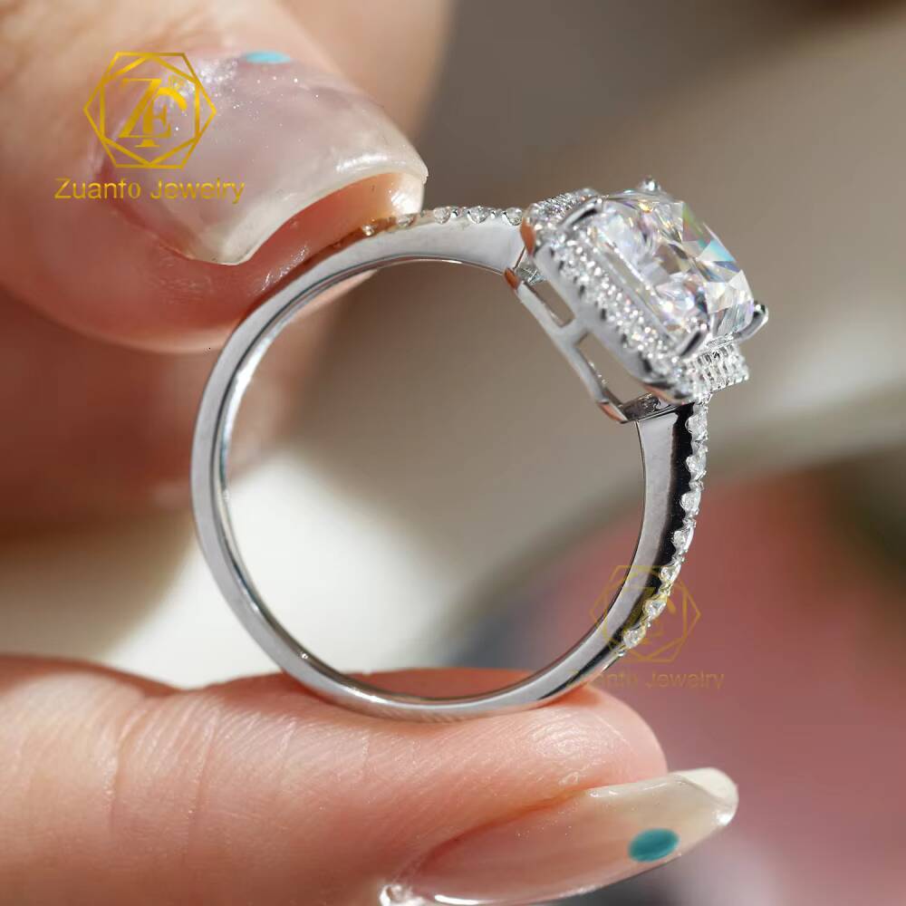 4ct Radiant Halo Wedding Rings Moissanite 14k Real Gold Jewelry Gra Certified Real Gold Engagement Moissanite Ring