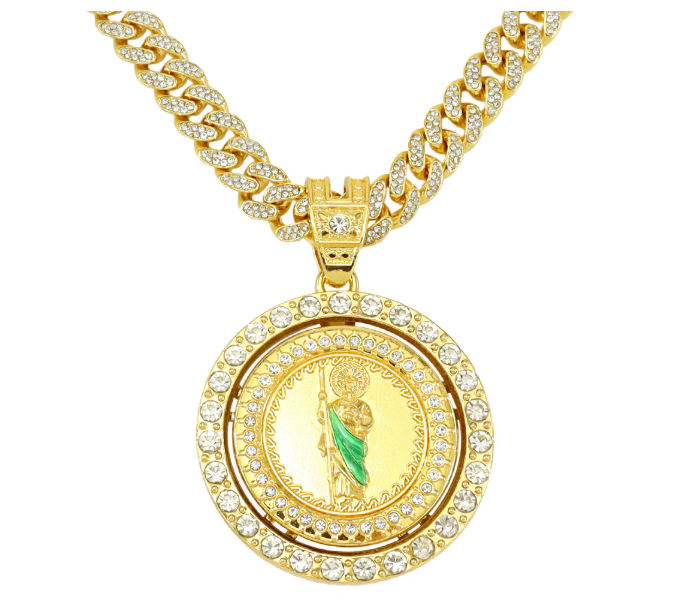 mens full-diamond chain hip-hop style personalized rotating Statue of Liberty pendant necklace 260415 - view 7