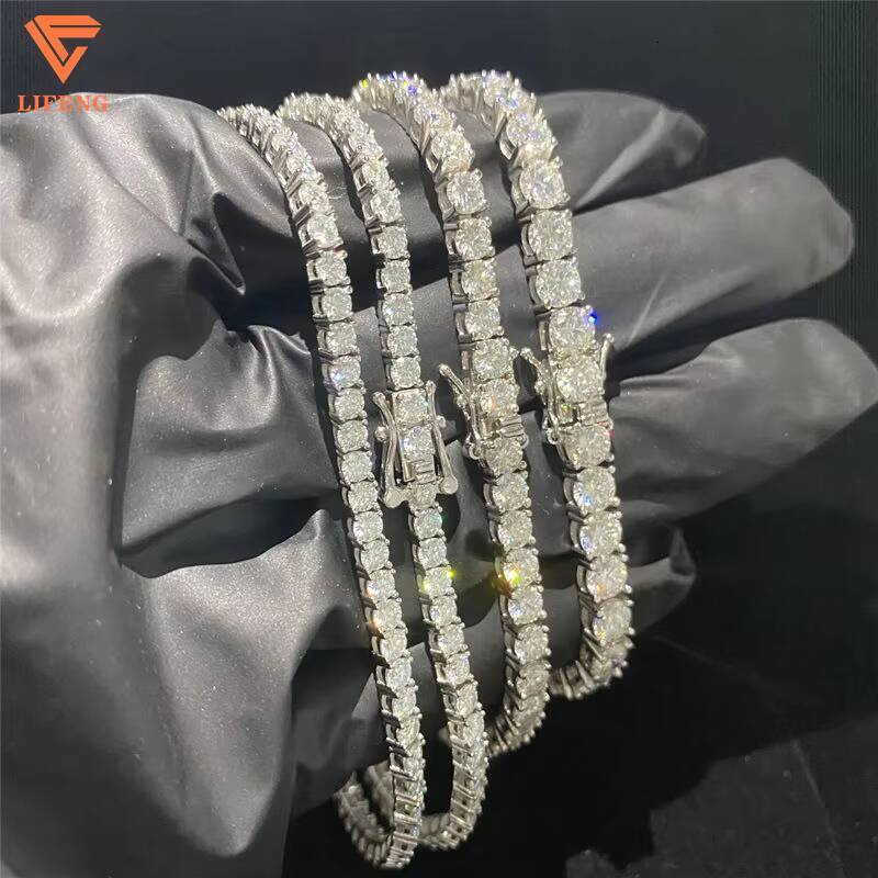 Pass Diamond Test VVS Moissanite 3-4mm Wide 925 Sterling Silver Tennis Chain Gold Hip Hop Jewelry Necklace Men Women Pearl Main