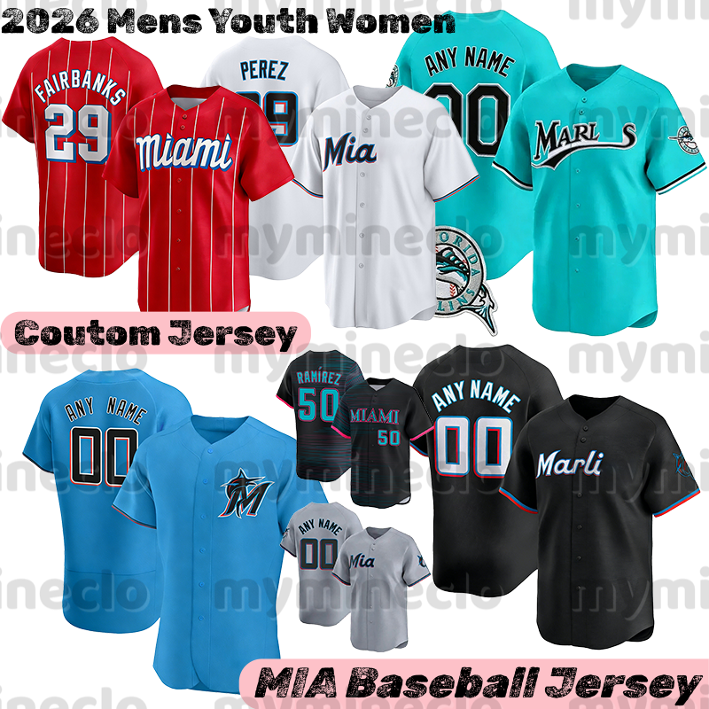 Miamis Marlins Jersey Eury Perez Sandy Alcantara Agustin Ramirez Fairbanks Jakob Marsee Edwards Meyer Stowers Andre Dawson Florida Marlin 2026 Baseball Jerseys