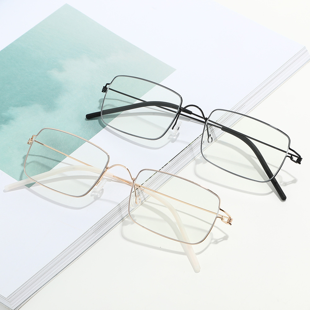 New vintage-style thin-frame flat glasses, fashionable screwless design, simple frame eyeglasses, can be fitted with prescription lenses