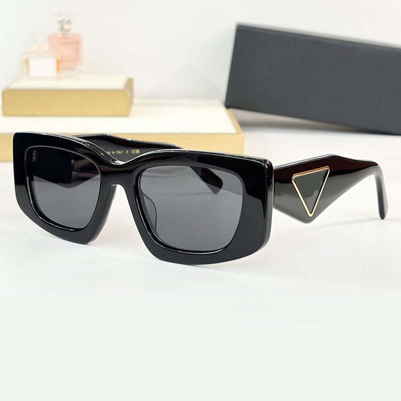 Mens Sunglasses with triangle sign PR2200 Black minimalist rectangular frame Summer travel sunglasses UV protection 100% Vintage narrow frame rectangular with box