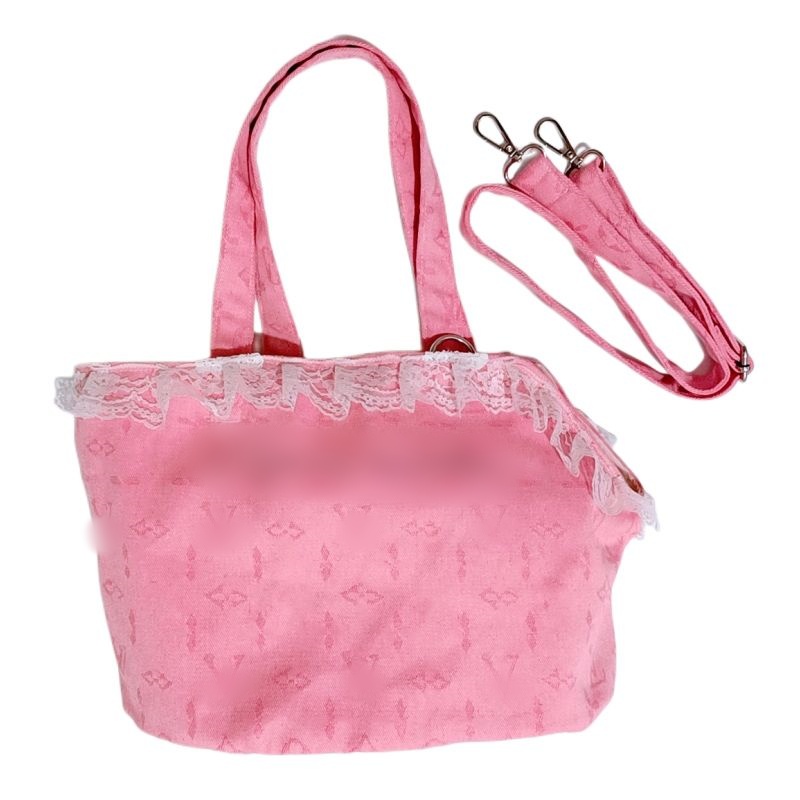 Designer pet carrier with classic old flower pattern, portable for dogs and cats, built-in safety tether, multifunctional pet tote bag, ideal for shop