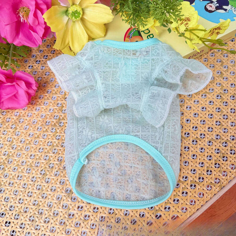Summer Thin Mesh Hollow Pet Clothes Breathable Flying Sleeve Vest Cute Dog Cat Apparel For Small Dogs Teddy Bichon Puppy Kitten pupakaIK