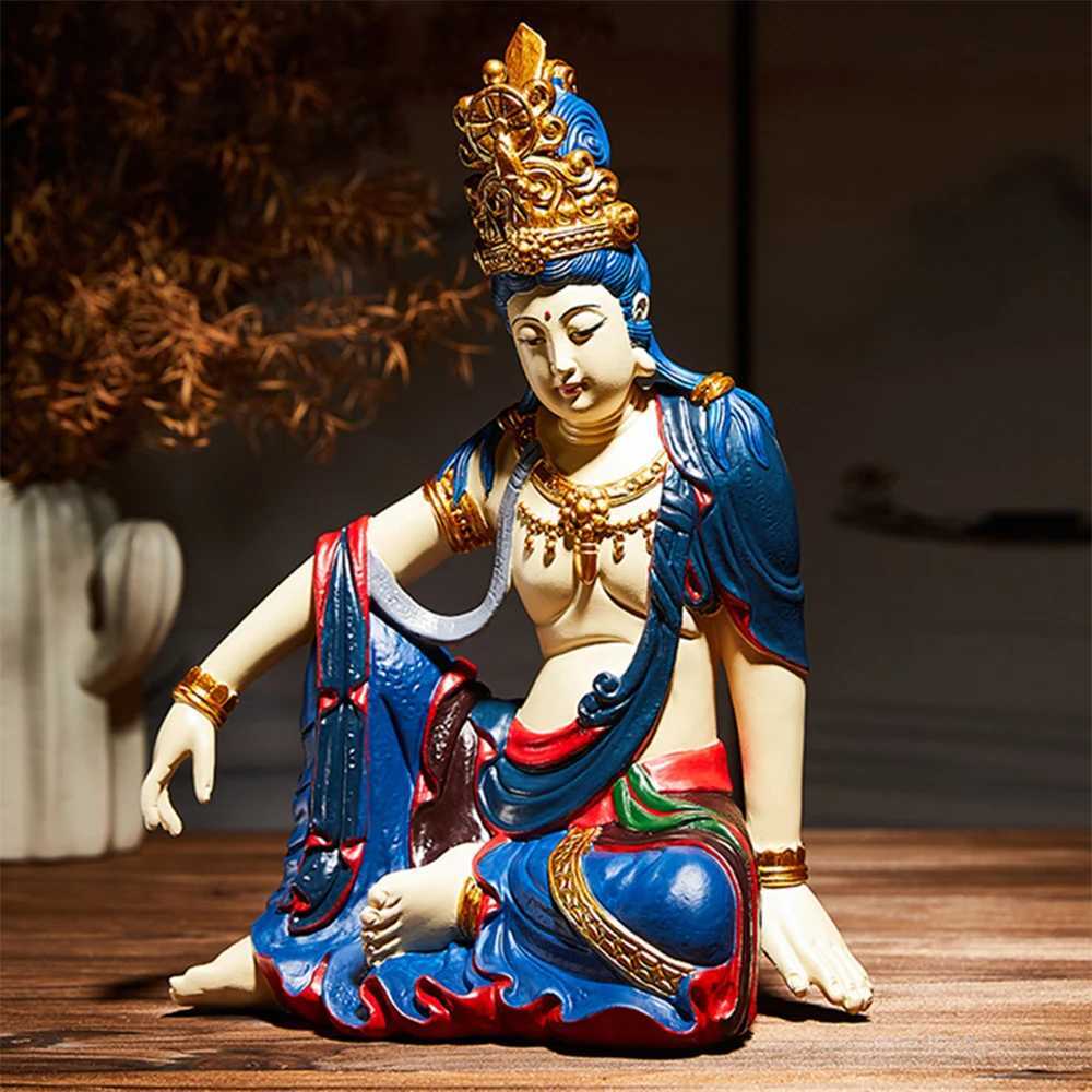 Zen Avalokitesvara Bodhisattva Buddha statue Chinese style living room entrance decoration ornaments Home Decor resin craftsT260415
