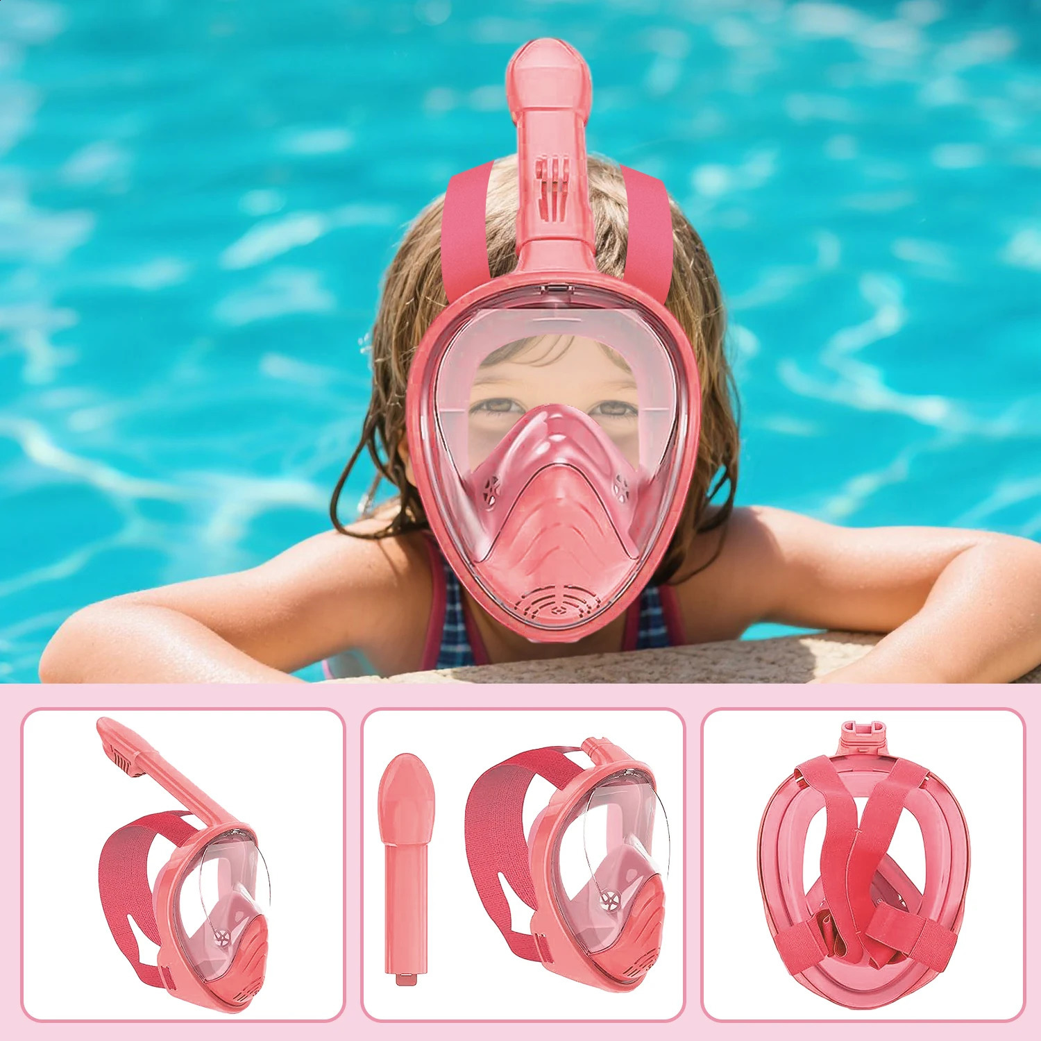 Professional Snorkeling Diving Mask Foldable 180 Degree Underwater Scuba Full Face Snorkel Mask Anti Fog Goggles for Kids Swim 260414