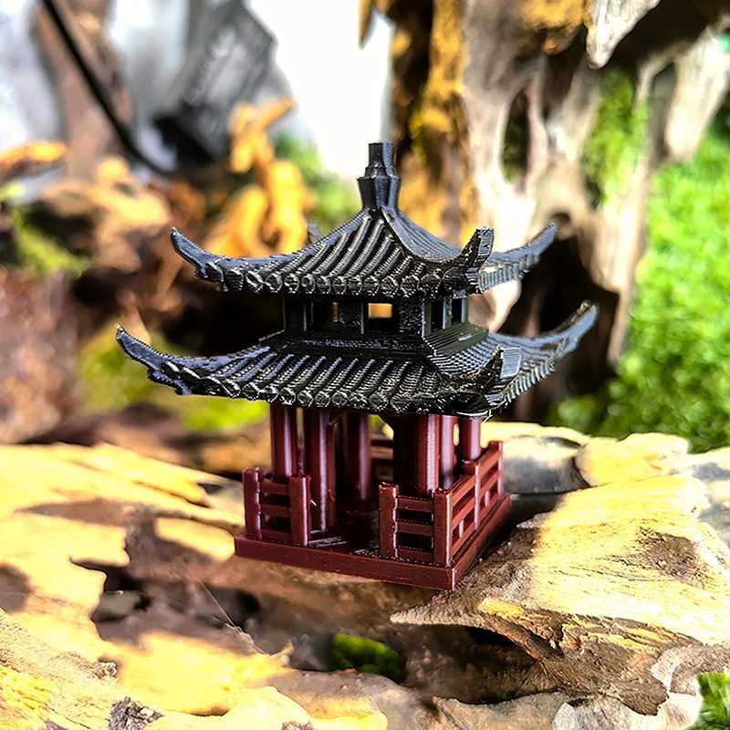 Mini Pagoda Statue Fairy Garden Decor Pavilion Hexagon Asian Exotic Environments Flower Vase Aquarium Dollhouse Decor ForT260415
