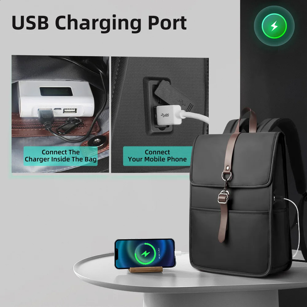 HK Classic Business Backpack For Men Casual 156 Inch Laptop Bag With USB Waterproof College School Bags Work Office Rucksacks y260611 - view 3