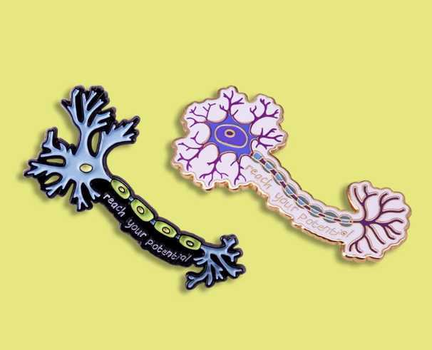 Neuron cell brooch to unleash your potential Metal badge for doctors and medical students Personalized backpack decoration D260415
