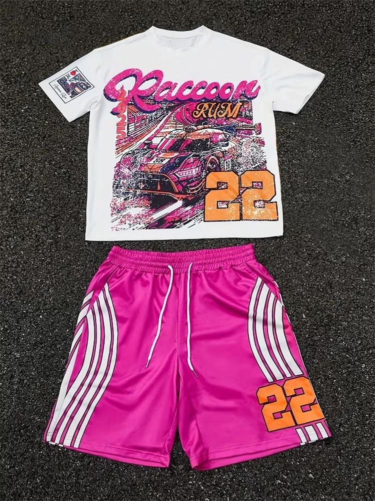 Spring And Summer American Trend 3D Printed Skull Mens Round-neck Top And Shorts Hip-hop Style Trendy And Cool 2pcs Set 260618CJ - view 5