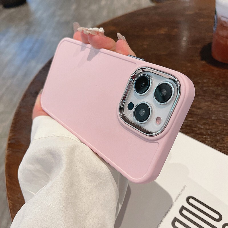 Suitable for Apple 17PRO simple solid color metal frame 15 phone case iPhone 16/XR protective cover 14 soft