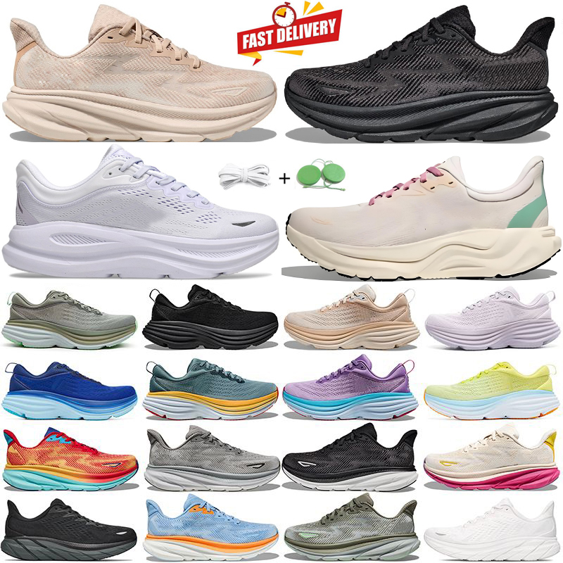 Running Shoes Men Women Clifton 10 9 Bondi 8 Runner Sneaker Triple Black White Eggnog Cyclamen Vibrant Orange Blue Pink Grey Fruit Cream Man Trainers Sports Sneakers