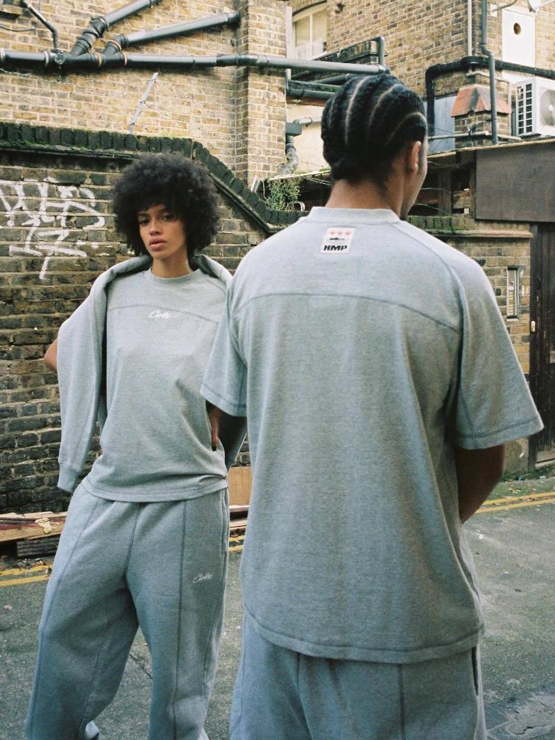 Men's T Shirts High-Quality Hmp Heavy Linen Cotton British Hip-Hop Street Embroidered Short-Sleeved T-Shirt Trendy Brand Loose Round Neck