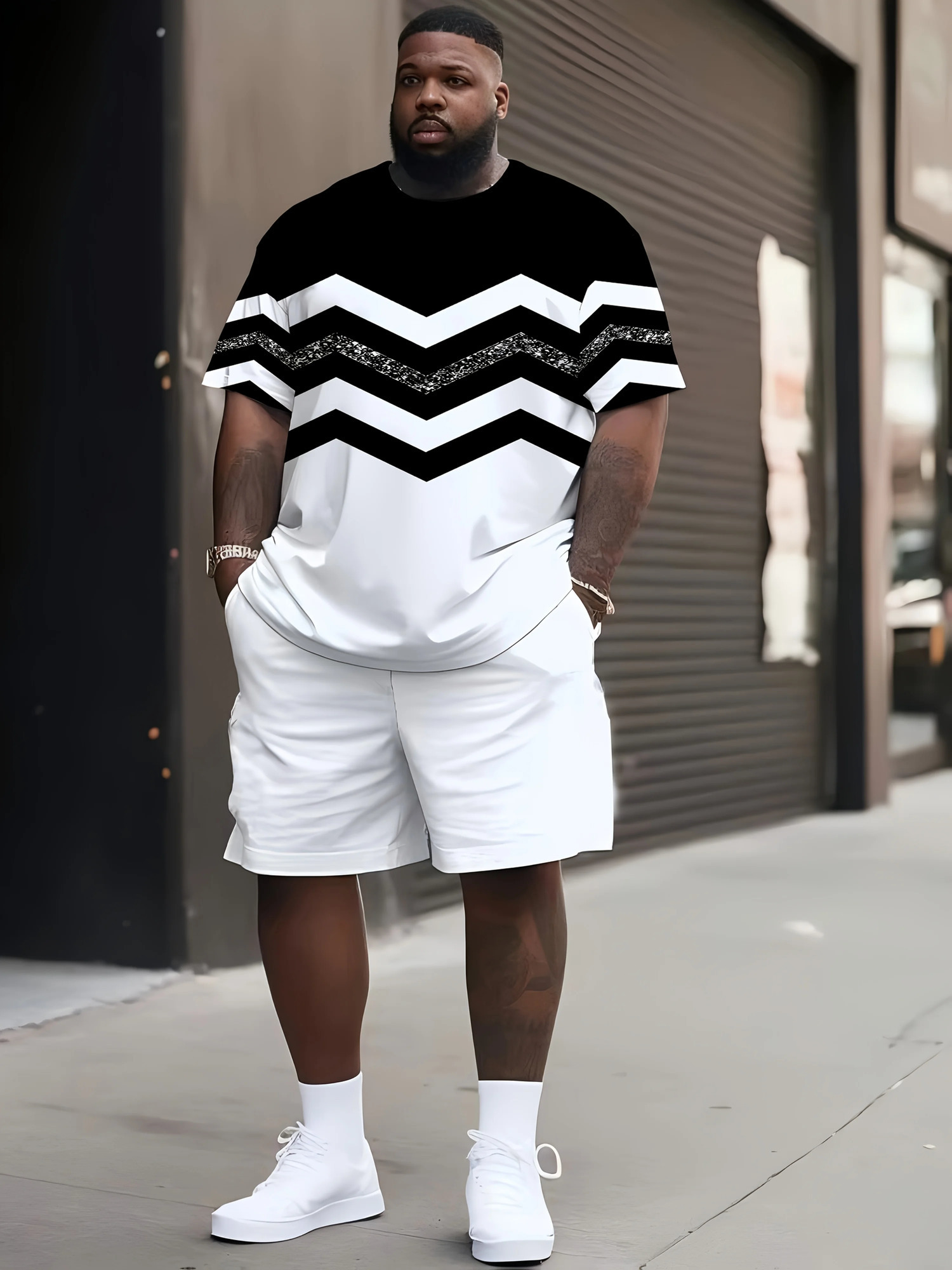 Summer Large Size Mens Clothing 3D Printed Short Sleeve Top Shorts 2-piece Set Outdoor Casual T-shirt Drawstring Shorts 260618CJ - view 4