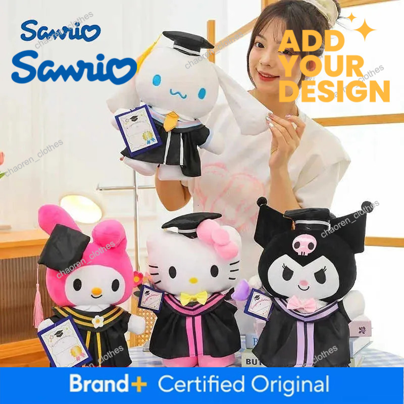 Sanrio 30CM Big Cinnamoroll My Melody Kuromi Hello Kitty Graduation Plush Toy Plushie Doll Anime Soft Stuffed Animal Kids Gift