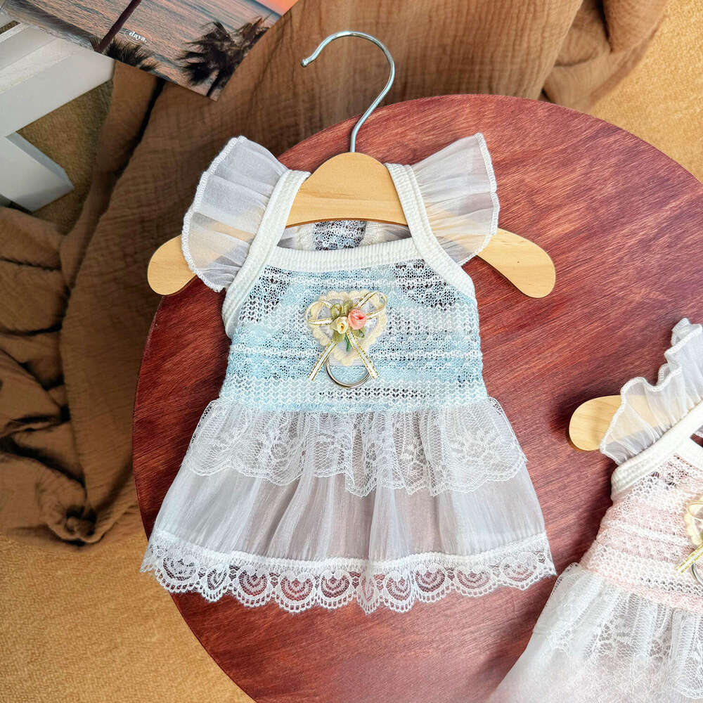 Summer Thin Pet Clothes Hollow Flying Sleeve Princess Dress Breathable Anti-hair Loss Apparel For Dogs Cats Puppy Kitten Wholesale Dropshipping pupaka