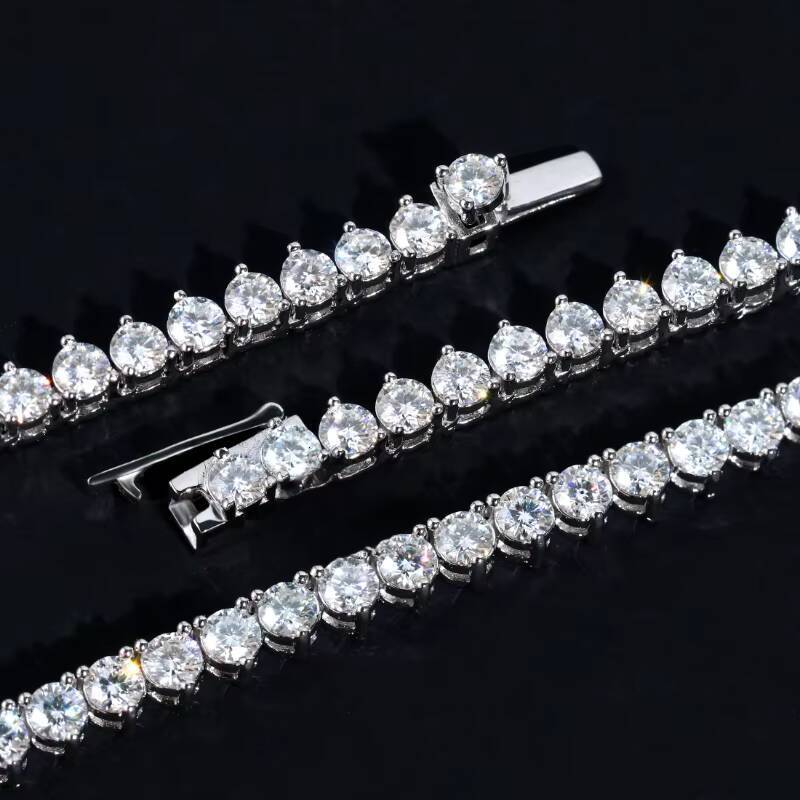 Hip-hop tennis necklace 925 Sterling Silver Tennis Chain With D Vvs Moissanite Gold Plated Fine Necklaces 3 Claws Gifts for Women and Men