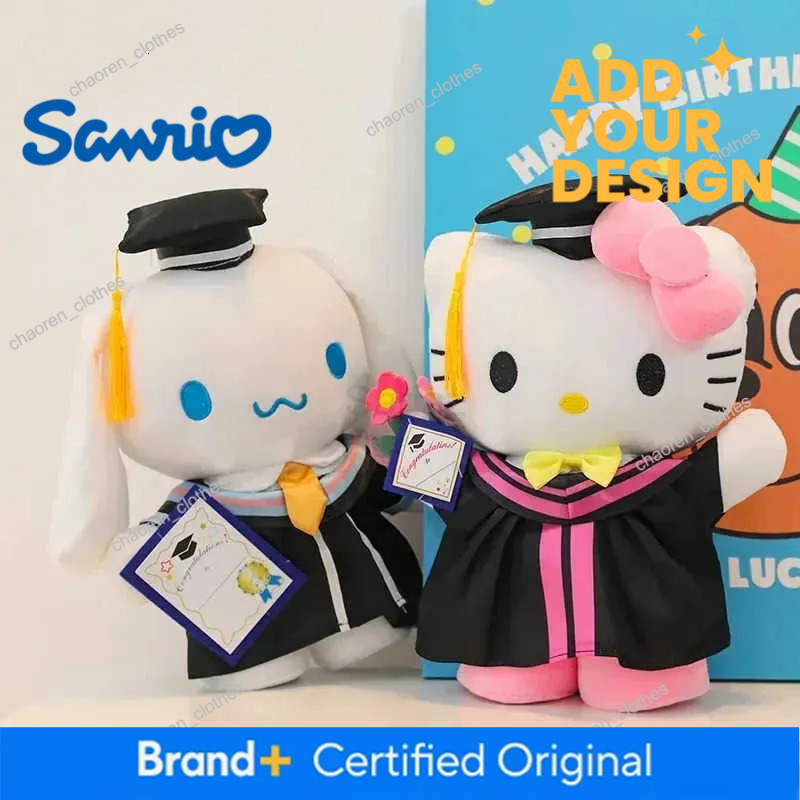 Sanrio 30CM Big Cinnamoroll My Melody Kuromi Hello Kitty Graduation Plush Toy Plushie Doll Anime Soft Stuffed Animal Kids Gift