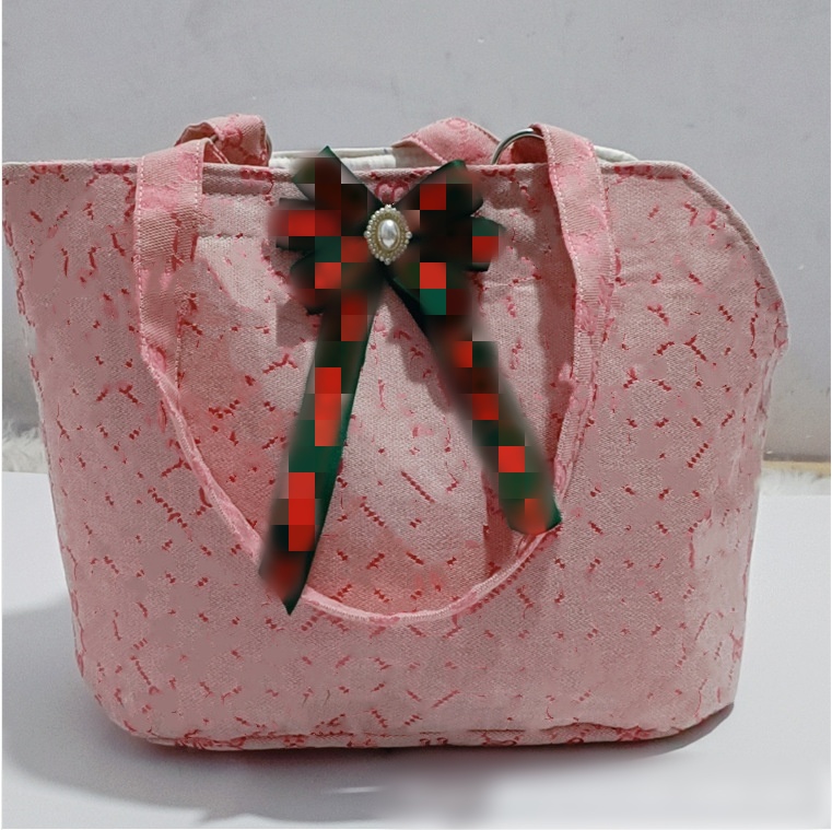 Designer pet carrier with classic old flower pattern, portable for dogs and cats, built-in safety tether, multifunctional pet tote bag, ideal for shop
