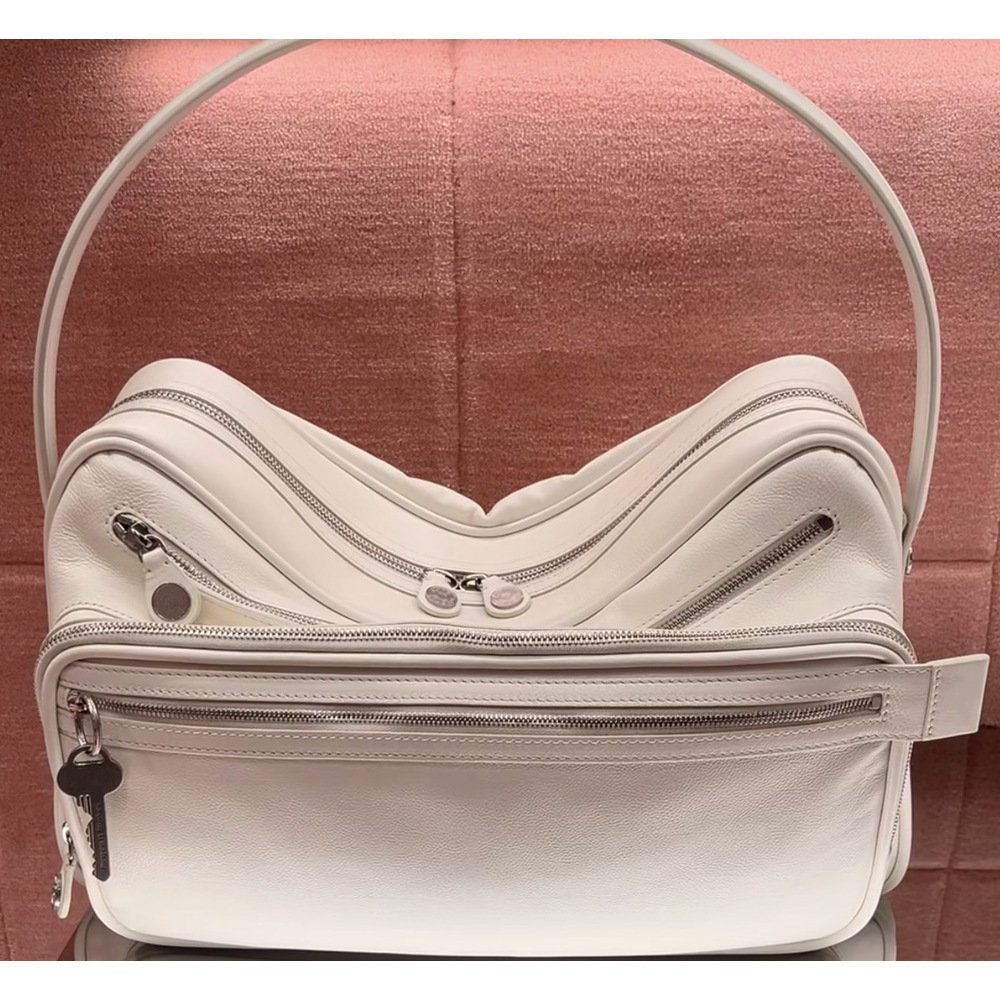 Niche New Genuine Leather Multi-Compartment Zipper Handbag Key Pendant Underarm Motorcycle Single Shoulder Crossbody Bag - view 4