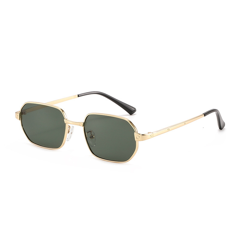 bestseller: Small square simple men, high-end fashion metal style narrow frame sunglasses for women