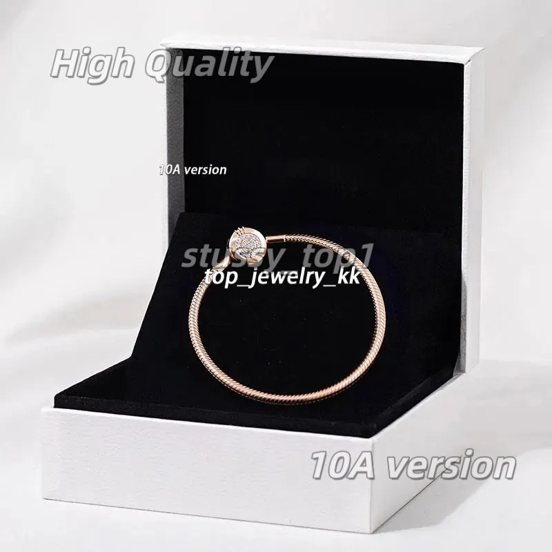 2026 AAA Hot Sales Pandorajewerly Sparkling Gold Crown O Snake Chain Sterling Silver Charm Set Pandorab Bracelets Women Wedding Jewelry Golden With Retail Box B59