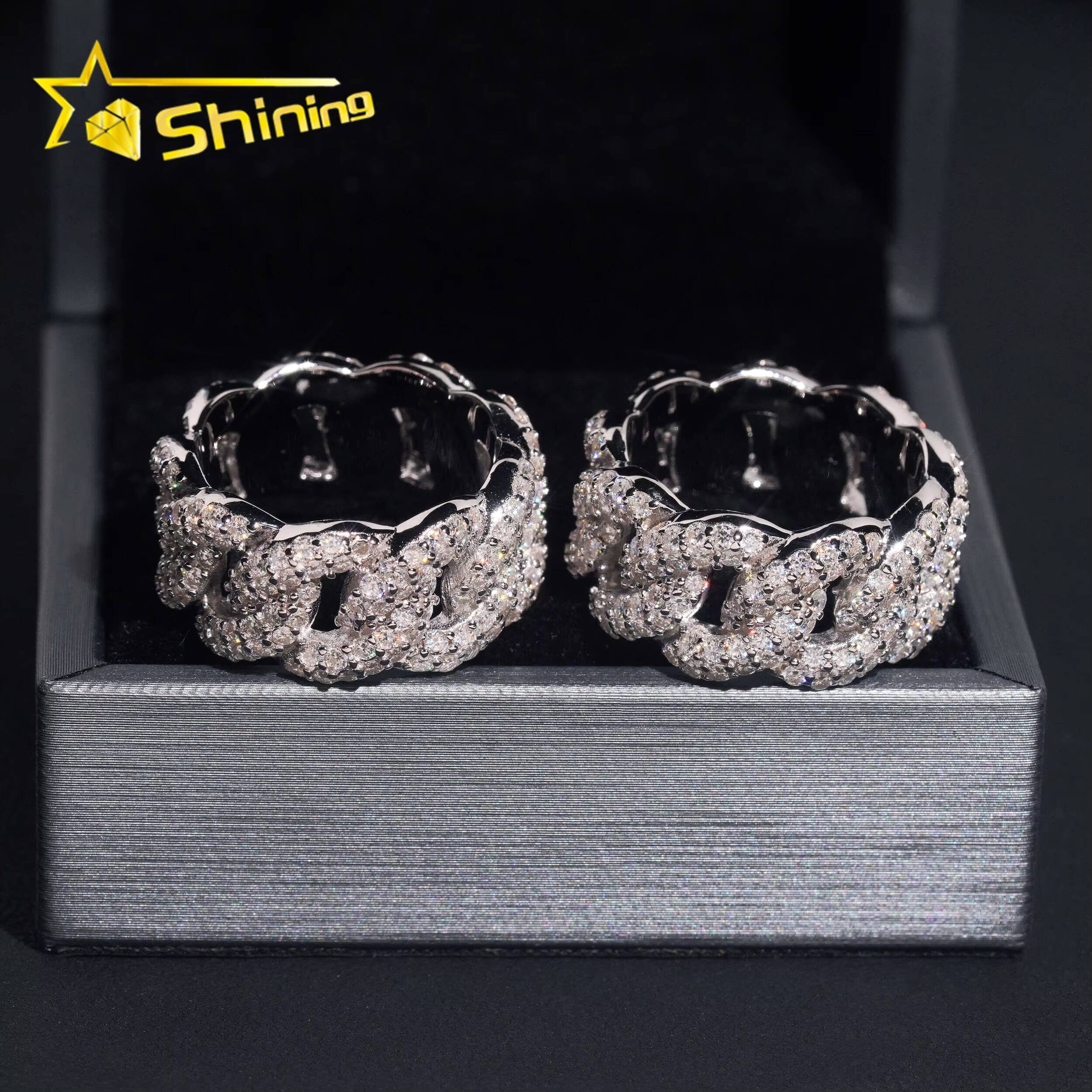 GRA Certificate Pass Diamond Tester High Quality 925 Silver Fine Jewelry Iced Out Hip Hop Ring Moissanite Cuban Ring