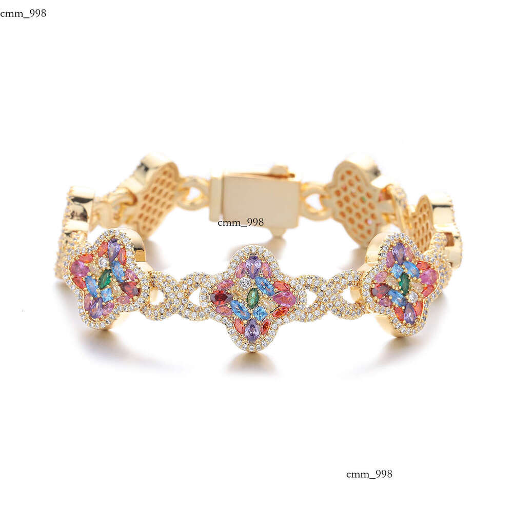 European and American Cross-Border Small Fragrance Style Four-Leaf Clover Star-Shaped Bracelet Multi-Color Full Inlaid 2025 Winter Frh Sweet Jewelry - view 6