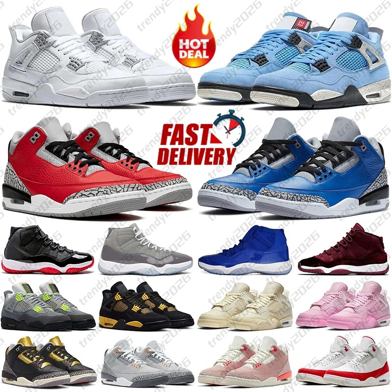1s 3s 4s 5s 11s 12s Running Basketball Shoes Cardinal Fire Red Pine Green UNC White Cement Reimagined Dark Iris Pure White Designer Mens Women Sports Sneakers Trainers