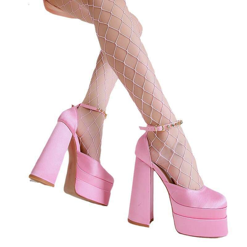 New Women's Shoes Fashionable Double-Platform Square-Toe Chunky Heel Plus Size High-Heel Runway Sandals For Women
