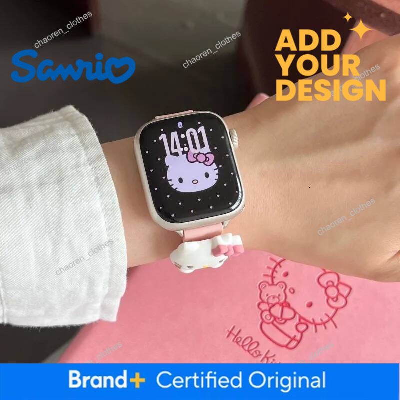 Hellokitty Sanrio For Apple Watch Bands 40Mm 41Mm 38Mm Silicone Sport Bracelet Iwatch Strap Series SE 9 8 7 6 5 3 4 Ultra 2 Gift Luxury Goods