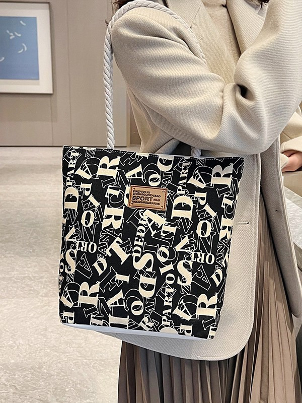 Women's Bag 2026 New Fashion Tote Bag Printed Fashion Korean Edition Large Capacity Shopping Handbag Shoulder Bag Canvas Bag